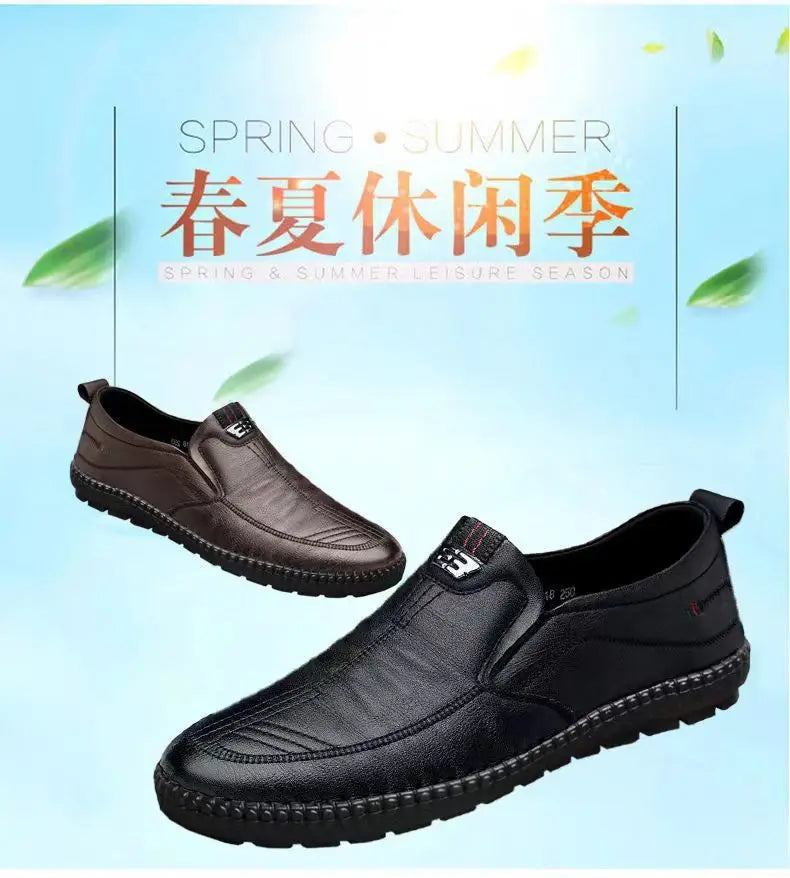 Mens Leather Loafers Non Slip Walking Flats Breathable Outdoor Slip on Casual Shoes for Male Work Office Driving Sneakers2 - Shoppiline