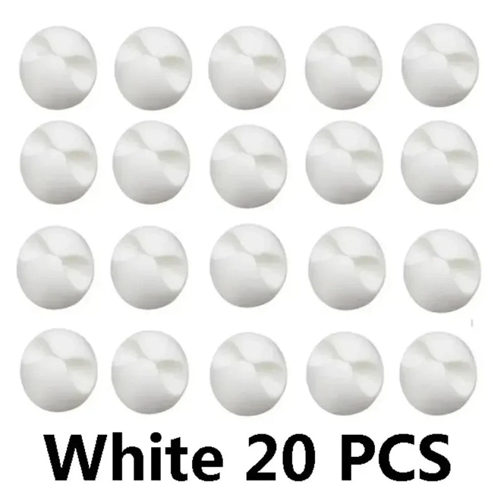 20Pcs Round Cord Clips Silicone Winder Organizer Cable Clip Desk Tidy Management Wire Holder for Car USB Charging Tablet Wires