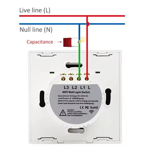 EU WiFi RF 433mhz Smart Wireless Touch Wall Light 1/2/3/4 Gang with Switch Button 220V with no Neutral EU Tuya Alexa Google - Shoppiline