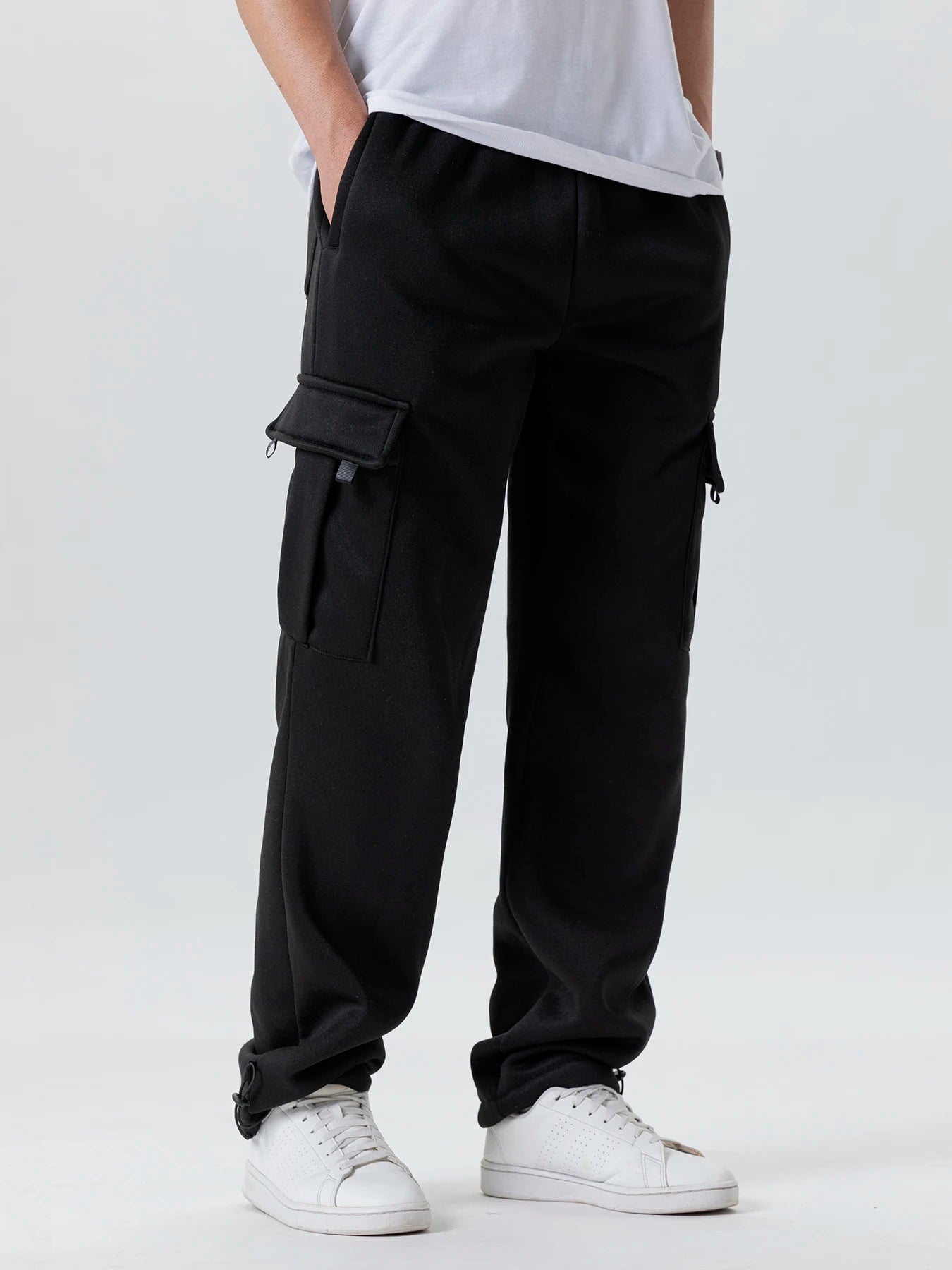 Herren-Sweatpants mit mehreren Taschen Herbst Winter Kordelzug Straight Fit Hose Lauf Jogger Sport Fitnesshose Herren Freizeithose