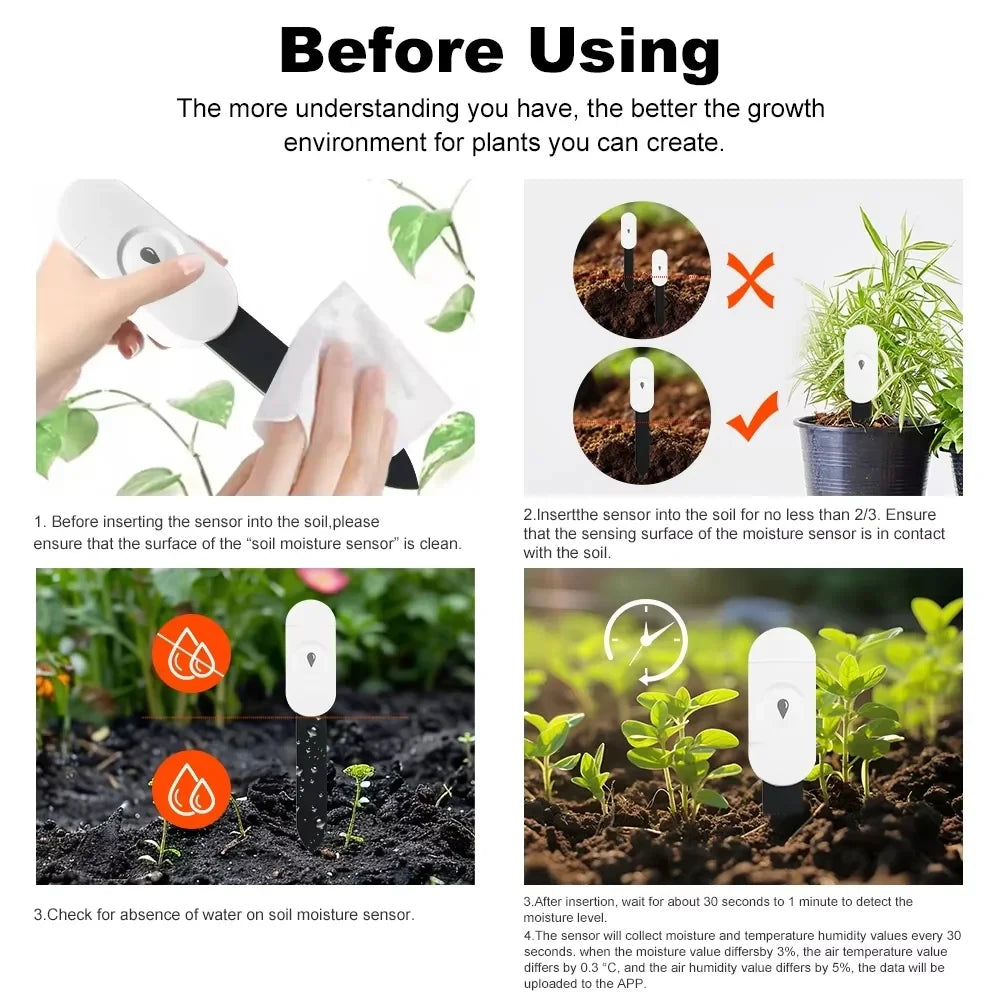 Zigbee Soil Moisture Sensor Temperature Humidity Luminance Detection Smart Soil Tester Moisture Sensor For Tuya APP Zigbee2MQTT