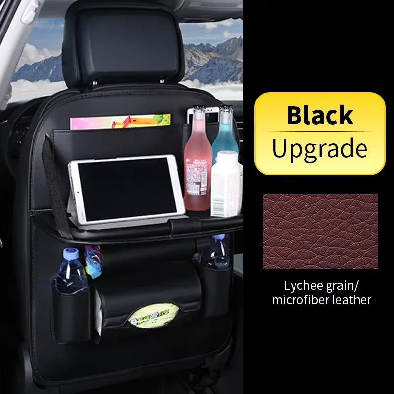 Car Back Seat Organizer Storage Bag with Foldable Table Tray Tablet Holder Tissue Box