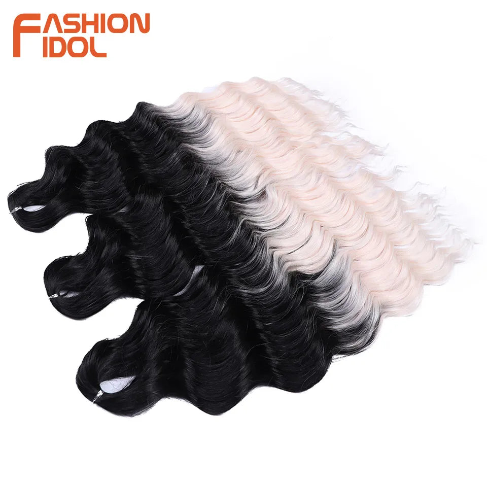Anna Hair Extensions synthétiques de tresses Loose Deep Wave 24 pouces, cheveux tressés ondulés, cheveux bouclés torsadés au crochet Ombré Blond