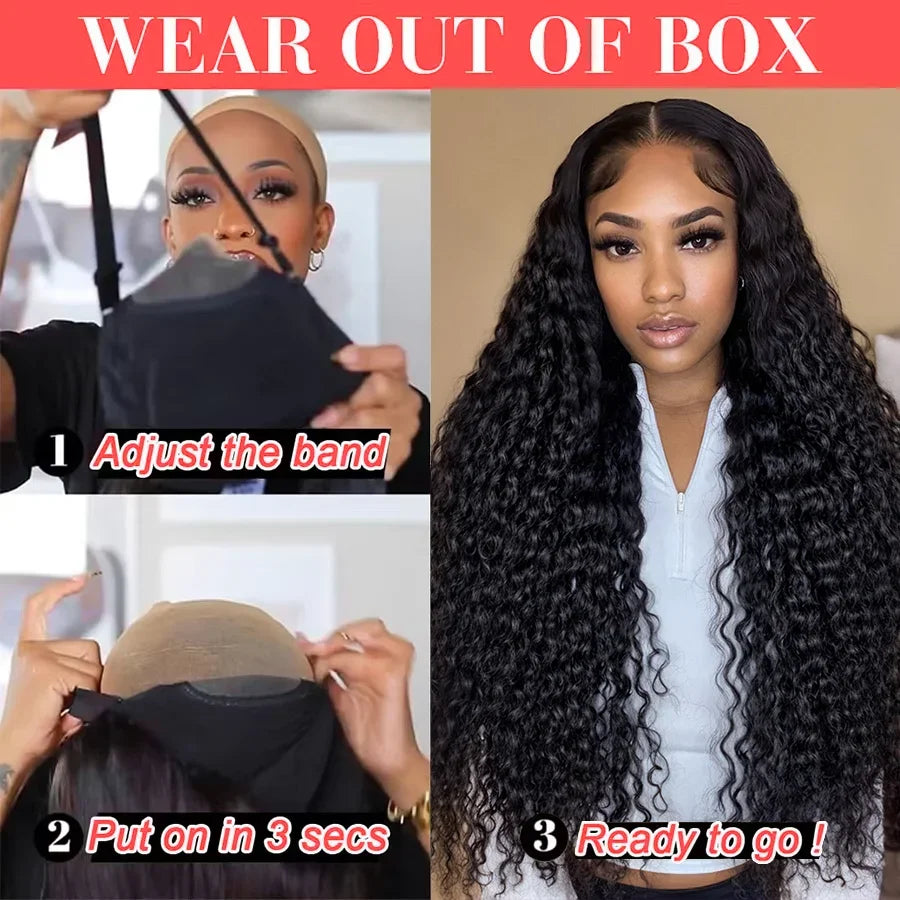 13x6 HD Lace Loose Deep Wave Frontal Perücken 42 Zoll Deep Curly Lace Front Echthaarperücken Vorgezupfte Klebefreie Perücke Echthaar