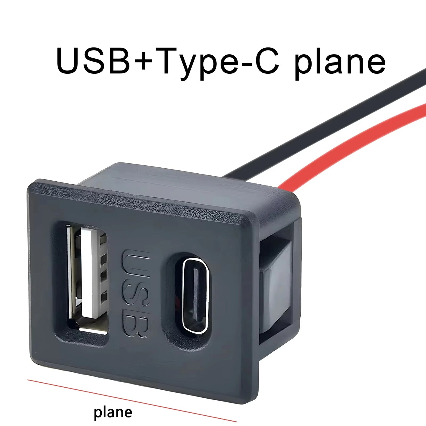 Double Layer USB Female Base Type-C Socket with Cable Connector Female USB Lamp Charging Power Socket for Electronics
