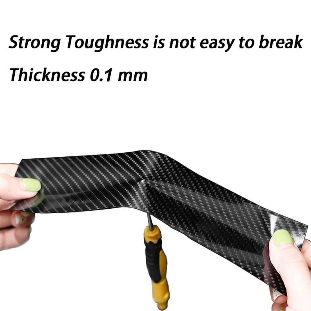 1-10M 3D Car Carbon Fiber Sticker DIY Paste Protector Strip Auto Door Sill Side Mirror Anti Scratch Tape Black Waterproof Film