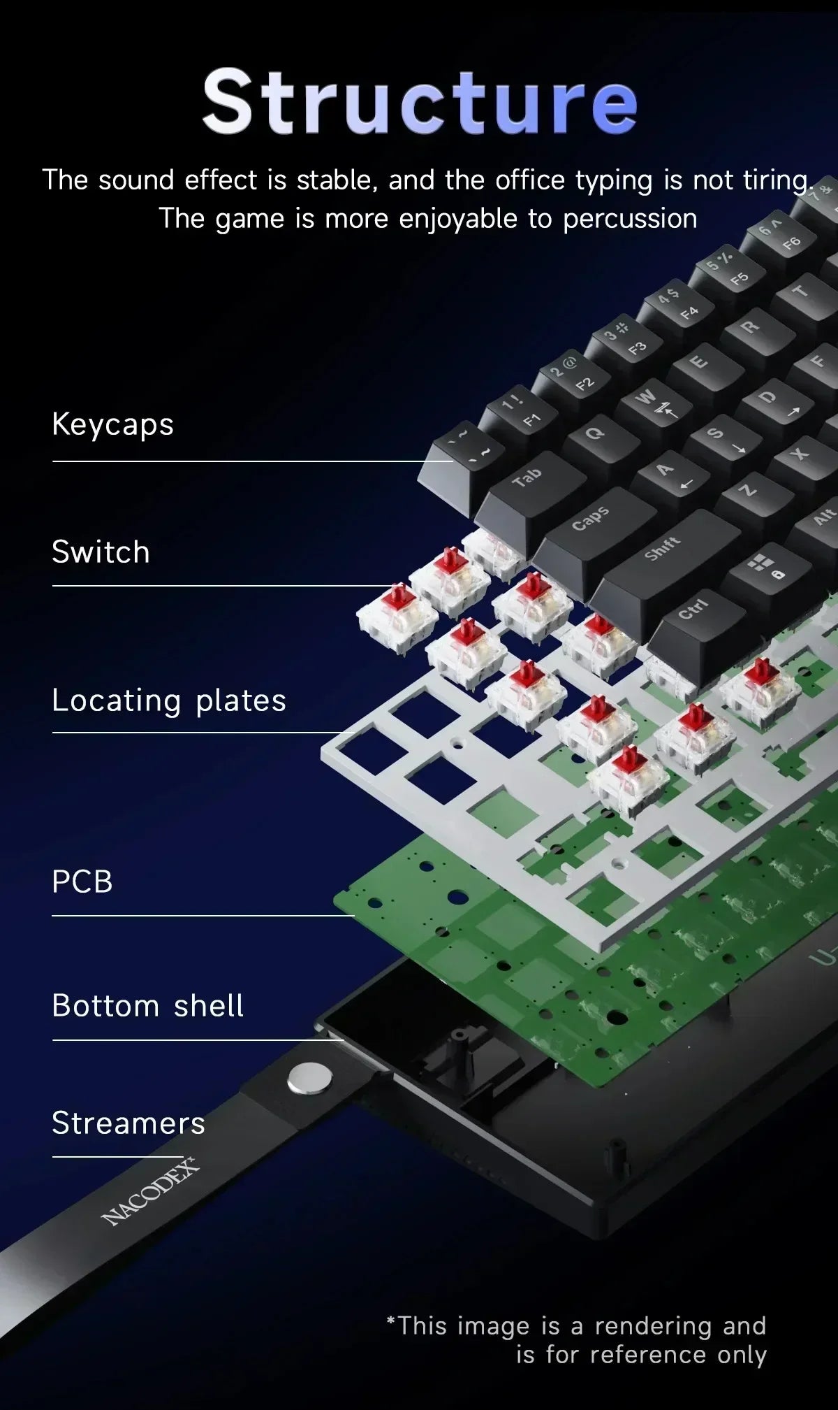 AJAZZ NK61 Wired Mechanical Keyboard 61 Keys 60% Compact  Hot Swappable Red Switch RGB Backlit Portable for Gaming Laptop Gamer