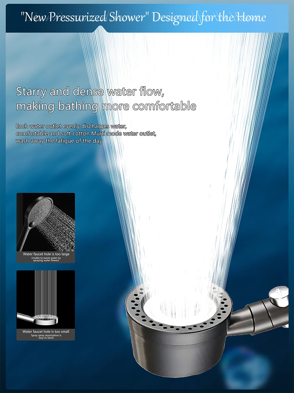 High Pressure Handheld Shower Head with One Button Stop Feature Water Saving Bathroom Accessory Set for Efficient Water Usage
