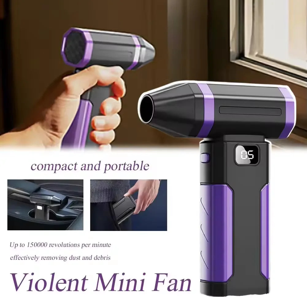 130000RPM High Speed Turbo Jet Fan Rechargeable Electric Air Duster Compressed Air Blower Screen Display for Dust Snow Cleaning