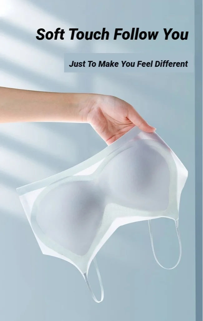 Ultra-Thin Breathable Ice Silk Bra Lingerie Women'S Seamless Back Halter Vest Wraps Small Breasts Sexy And Comfortable Top