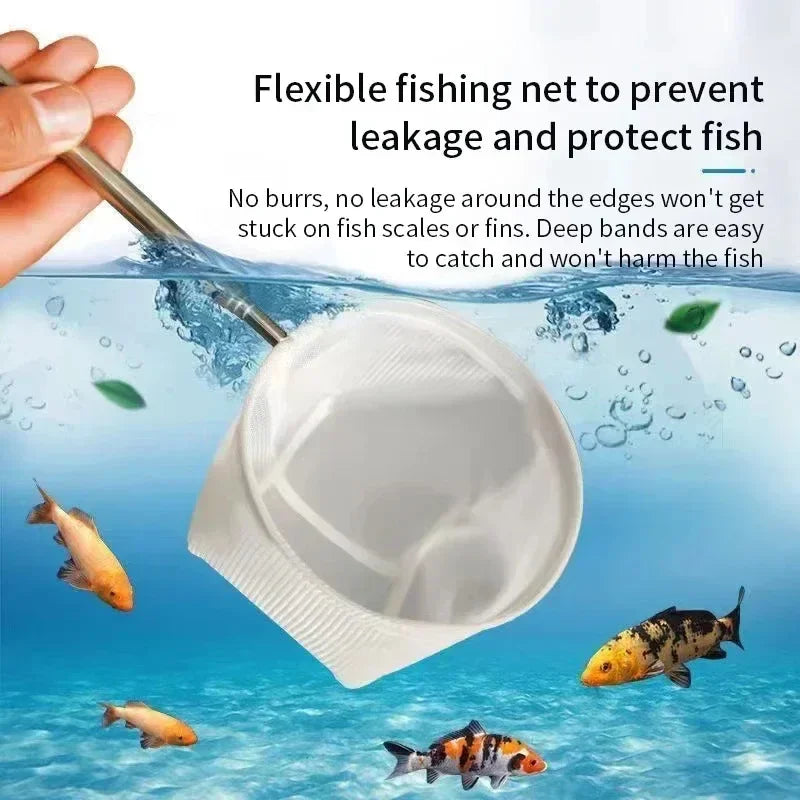 1、2Pcs Stainless Steel Fishing Landing Net Rustproof Corrosion Resistant for Catching Fish Shrimp Aquarium Tank Accessories