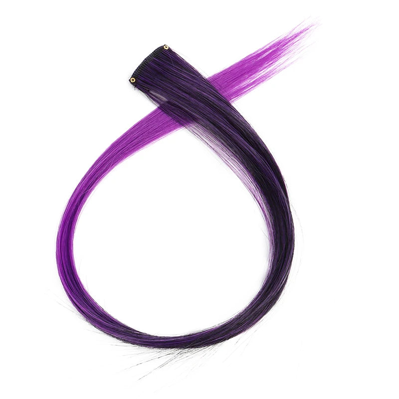 22Inch Synthetic Long Straight Clip In Hair Extensions High Temperature Hairpieces Rainbow Colors Hair Accessories for Women