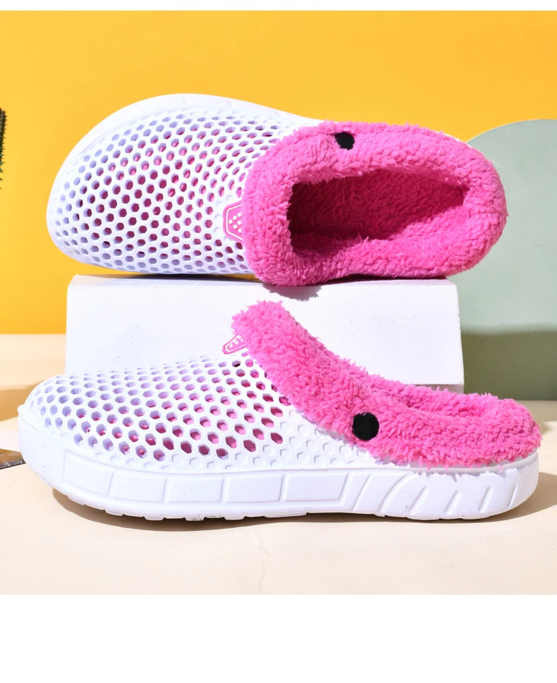 Couple Style Men's and Women's Cotton Slippers Winter Warm Plus Velvet Thickened Clogs Mule Shoes