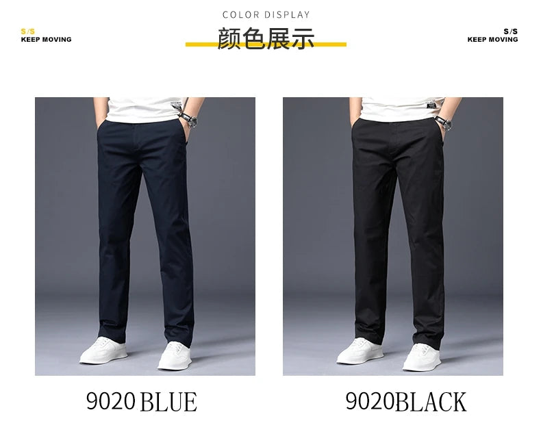Mens Pants Cotton Casual  Stretch male trousers man long Straight High Quality 4 color Plus size pant suit  42 44 46 - Shoppiline