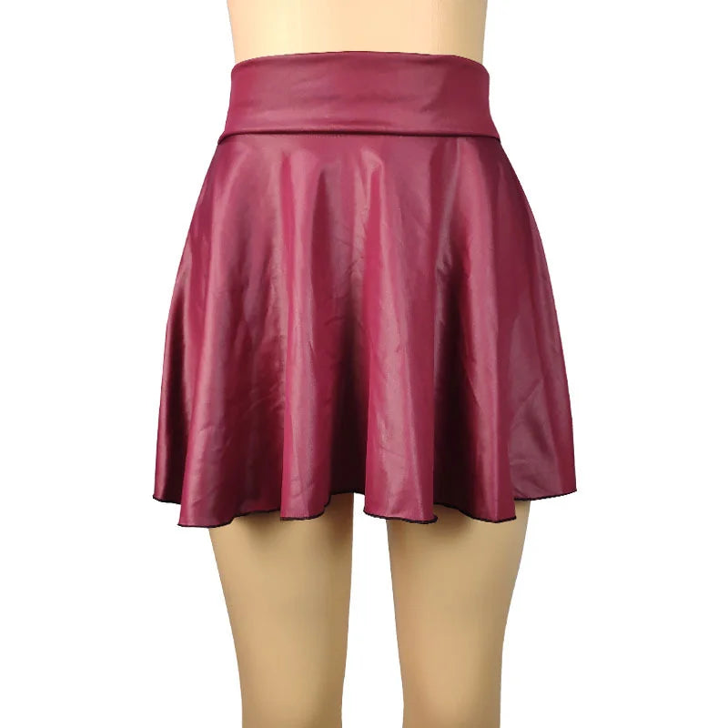 High Waist Faux Leather Textured Half Skirt For Women Versatile And Basic A-Line Skirt Umbrella Skirt Sexy And Slim Mini Skirt