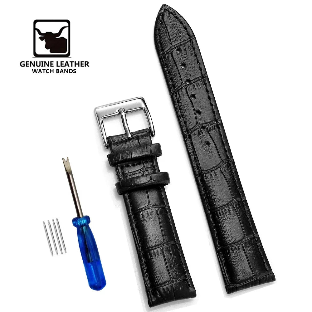 Premium Genuine Leather Watchbands 12/14/16/18/19/20/21/22/24 mm Watch Band Strap High Quality Wrist Belt Bracelet + Tool