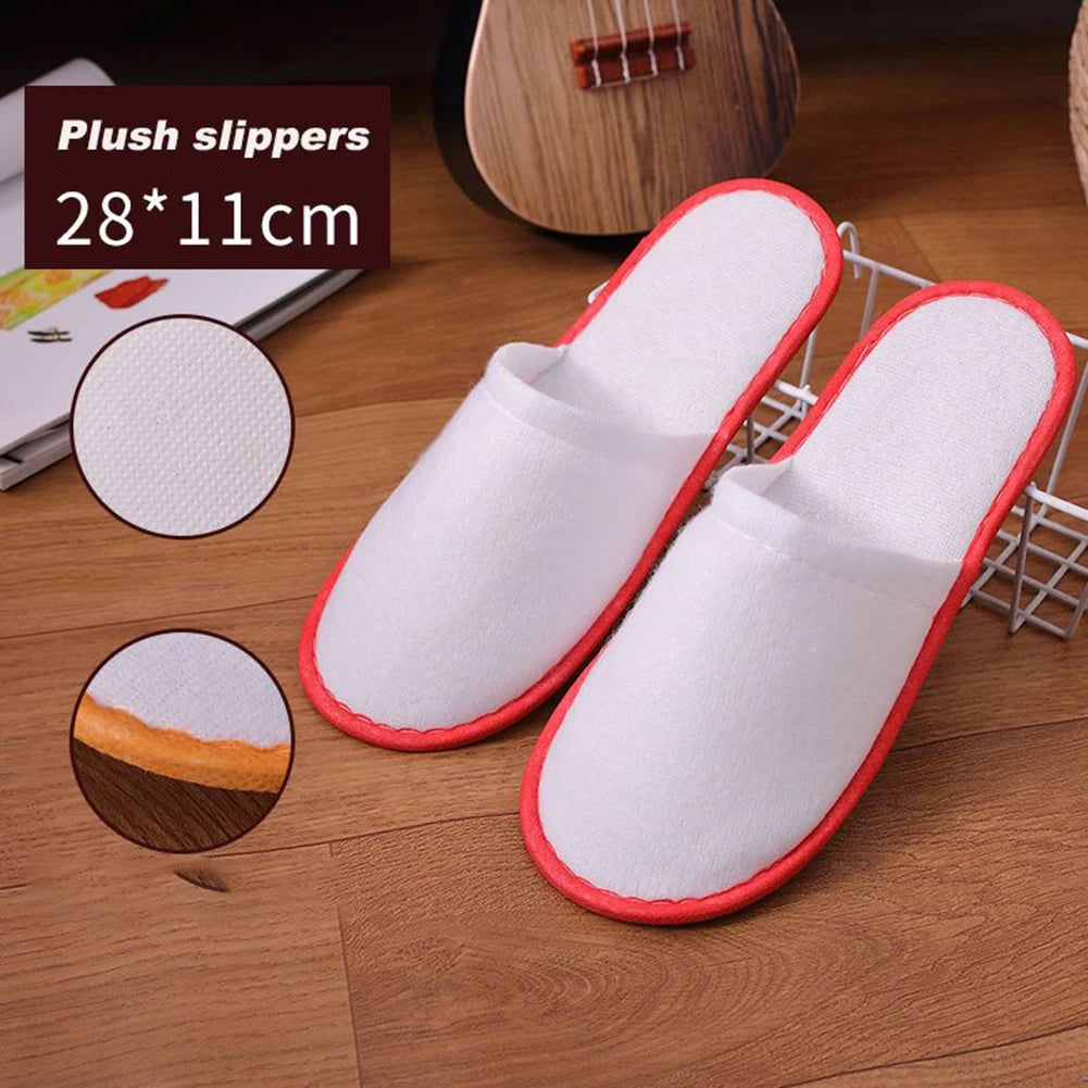 10Pair Lot Hotel Slippers Men Womens random color Velvet Travel Disposable Cotton Home Hospitality Shoes Cheap SPA Guest Slides - Shoppiline