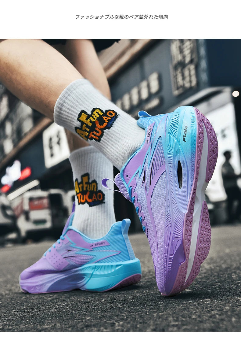 Marathon Men Sports Running Shoes Carbon Board Air Cushion Breathable Lightweight Women's Comfortable Athletic Nonskid Sneakers