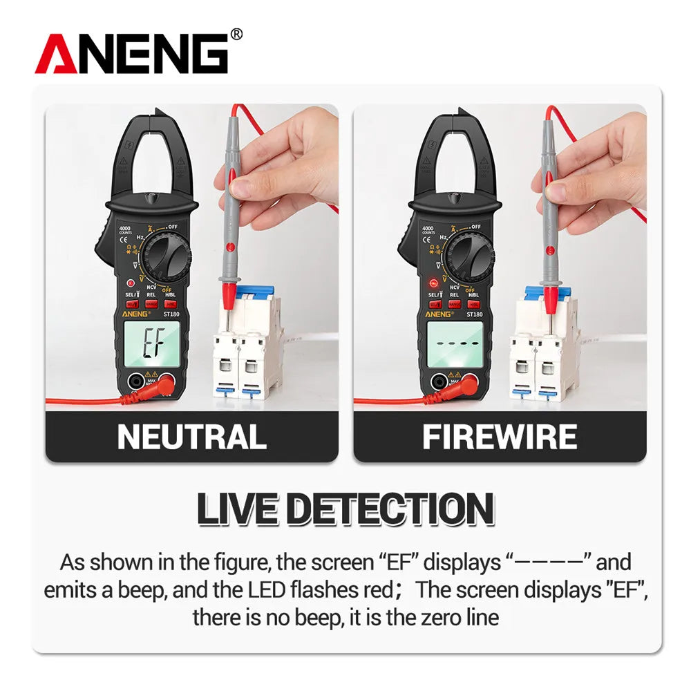 ANENG ST180 AC Current Clamp Meter  Digital 4000 Counts Multimeter Ammeter Voltage Tester Car Amp Hz Capacitance NCV Ohm Tool - Shoppiline