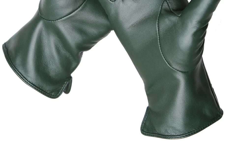Women's sheepskin gloves winter warm plus velvet short thin touch screen driving color women's leather gloves good quality -2226