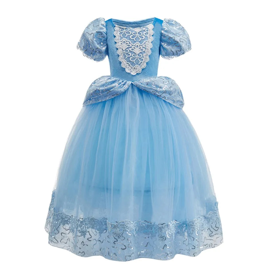 Kids Cinderella Costume Princess Dress for Girls Children Rapunzel Snow White Belle Jasmine Elsa Aurora Cosplay Carnival Dresses