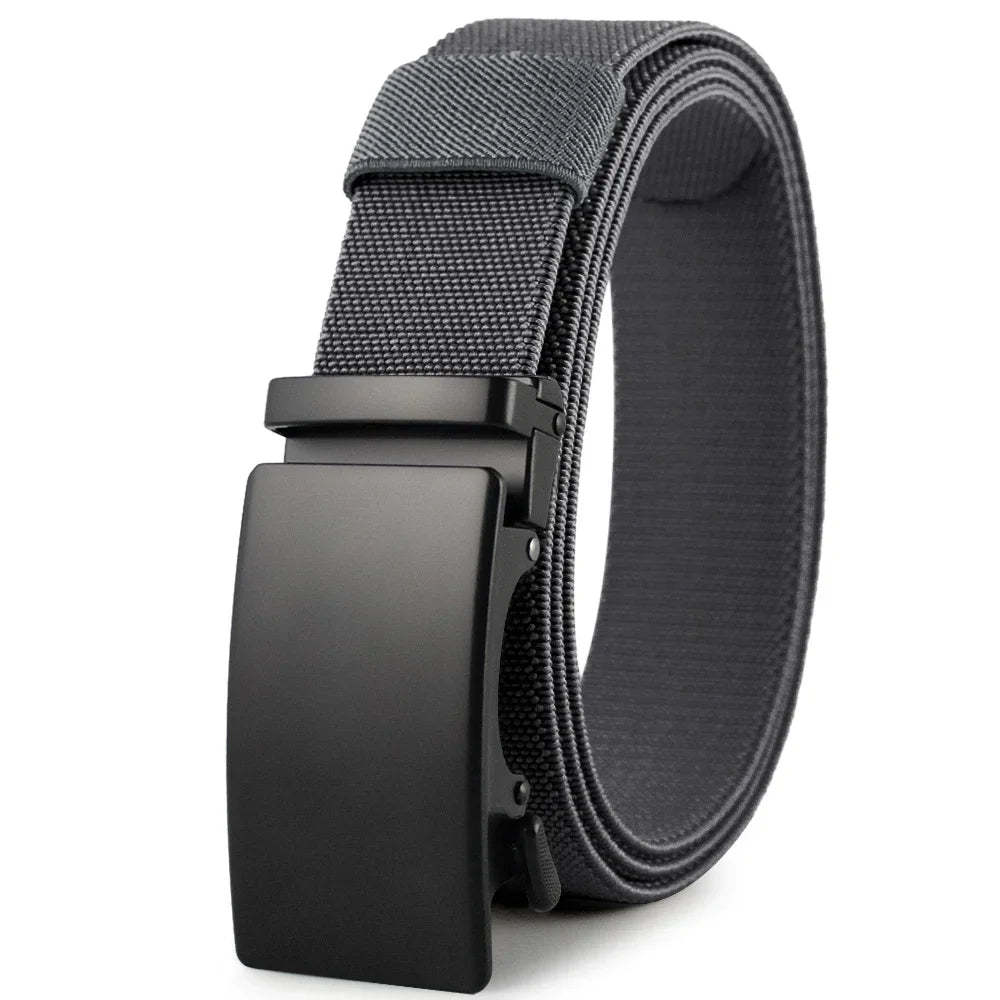 Nouvelle ceinture élastique de sport de golf, ceinture tactique, boucle automatique en métal, ceinture militaire en nylon extensible résistante pour hommes, grandes tailles 115-150CM