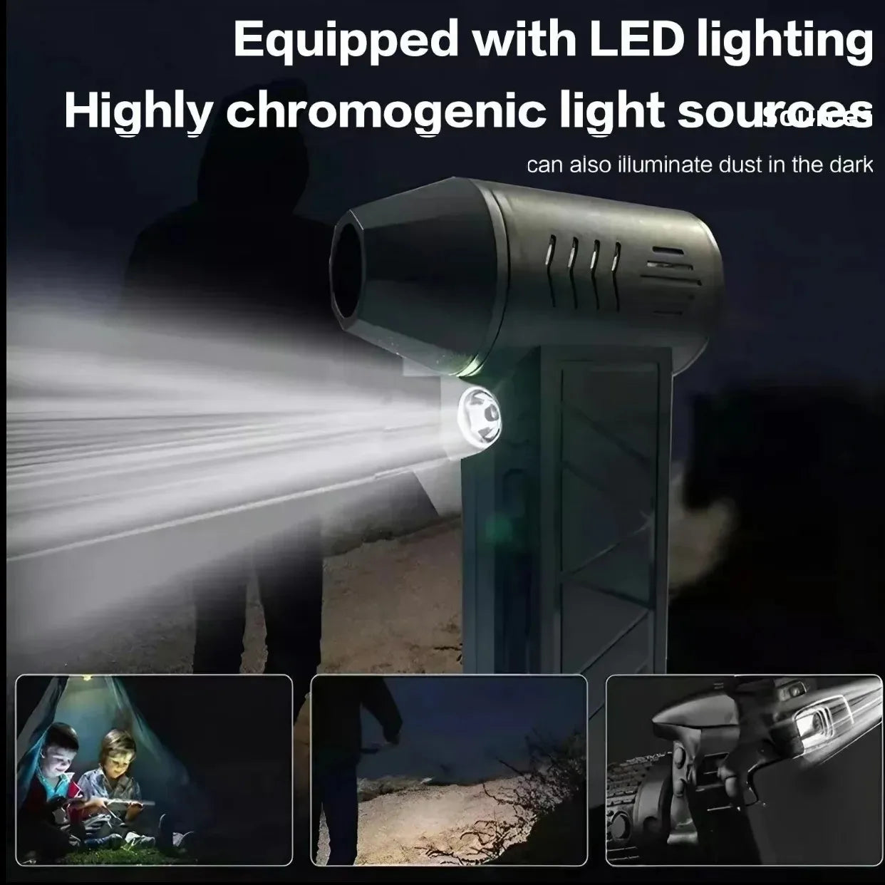 High-Speed Handheld Multi-Function Blower Fan Mini Hair Dryer Balloon Inflator Air Mattress Camping LED Torch Christmas presents - Shoppiline