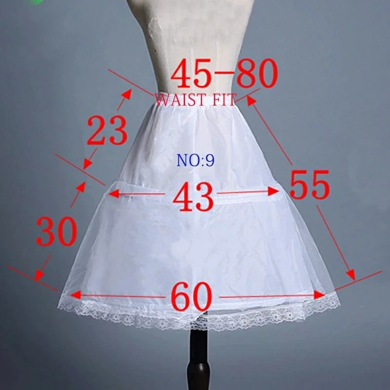 White Children kids Petticoat A-Line 3 Hoops One Layer Flower Girls Crinoline Lace Trim Flower Girl Dress Underskirt