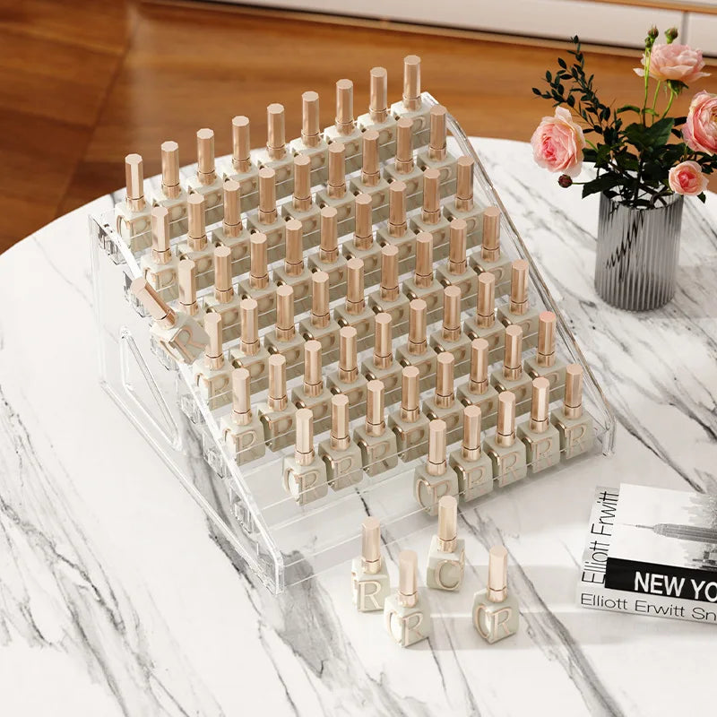 Organisateur de vernis à ongles en acrylique à 3/4/5/6/7 couches, étagère à gel UV, présentoir de cosmétiques à installation rapide, support de bijoux, rangement de manucure