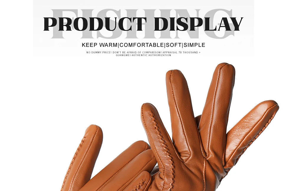 Women's sheepskin gloves winter warm plus velvet short thin touch screen driving color women's leather gloves good quality -2226