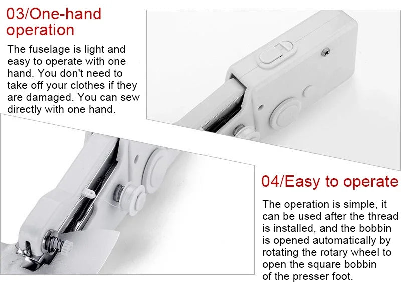 Portable Manual Sewing Machine Handheld Rope-free Electric Quick Build DIY Apparel Supplies Arts Crafts Home Garden Embroidery - Shoppiline