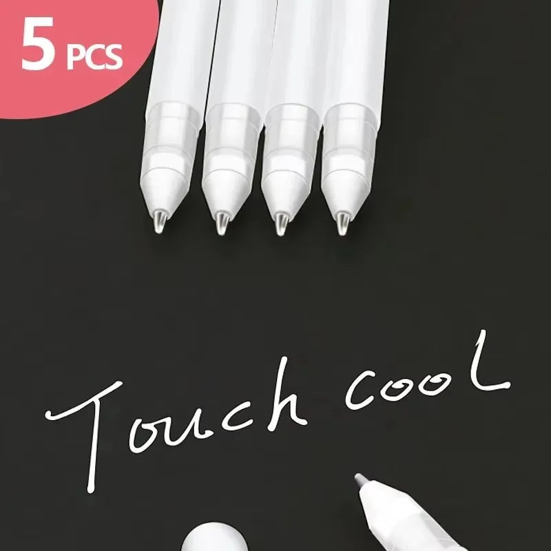 5x weiße Gelly Roll Gelstifte 0,8 mm Textmarker Kunstzeichnung Malstift Journaling weiße Tinte Linienstifte Schulbedarf