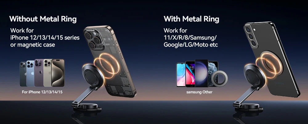 Joyroom Magnetic Car Mount N55 Strong Magnet 15W Wireless Charging 360° Rotation Foldable Phone Holder Fast Car Charger JR-ZS408 - Shoppiline