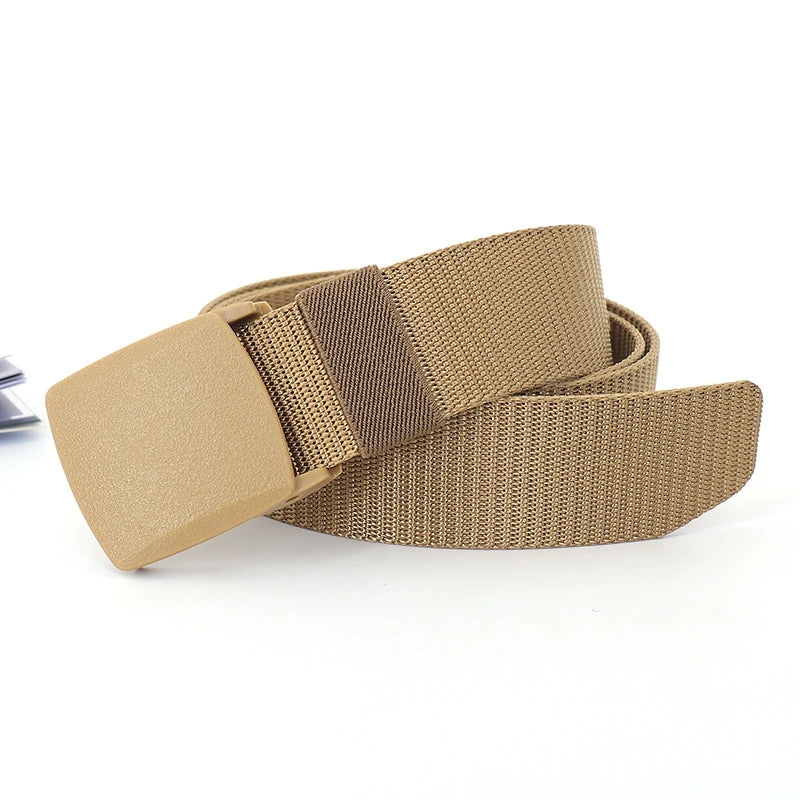 38mm Tactical Waist Belt Unisex Lightweight Weave Fabric with Plastic Buckle for Airport Security Men Women Camouflage Style
