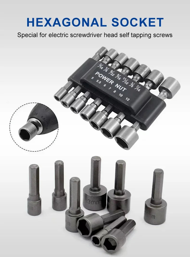 Powerful Socket Inner Hexagonal Wrench Hexagonal Handle Screwdriver Socket Extension Rod Pneumatic Screwdriver Insert Tool Set
