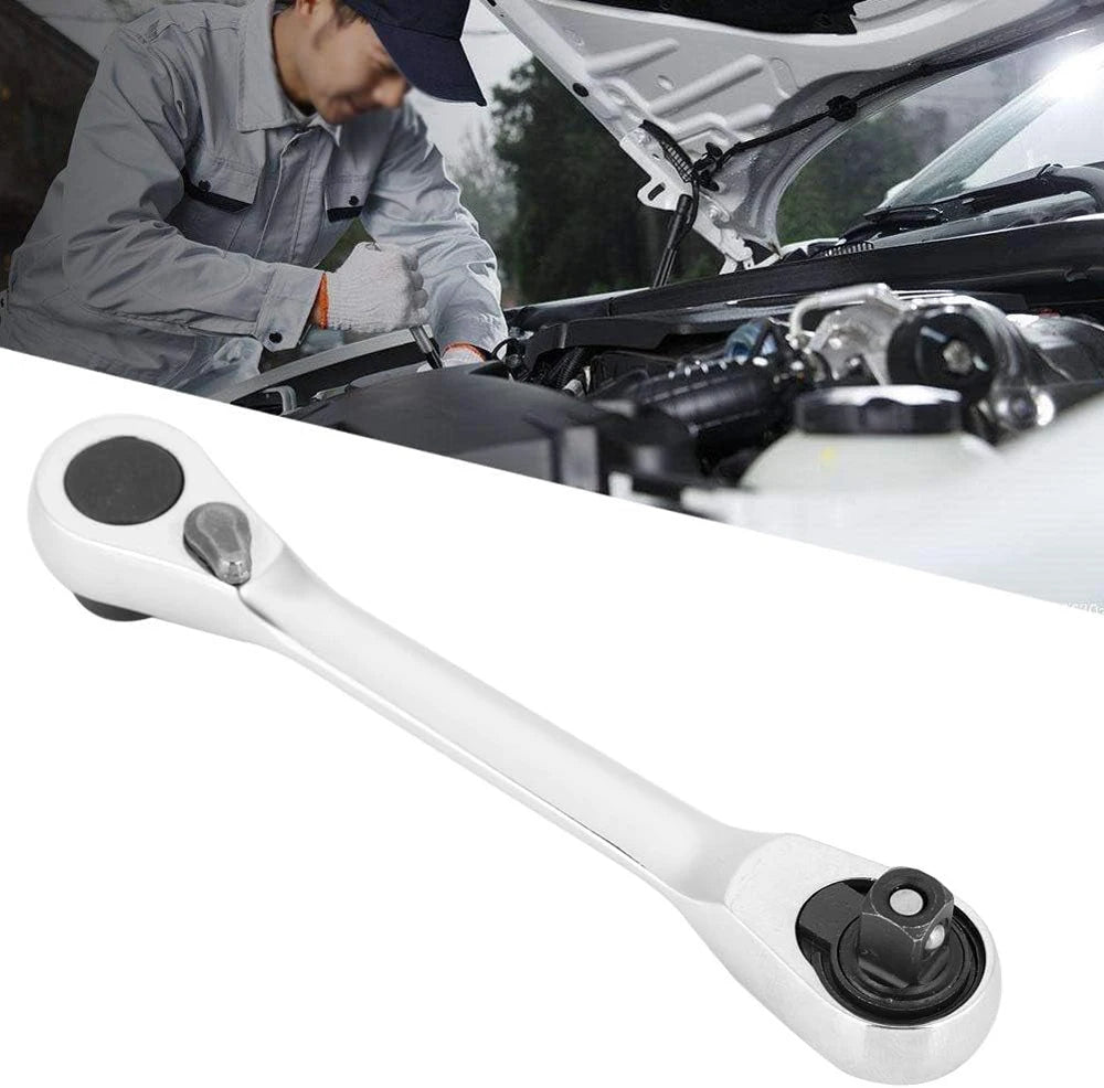 2 in 1 Socket Ratchet Wrench Mini Double Head One Quarter Batch Head Screwdriver Handle 72 Teeth Fast Small Wrench - Shoppiline
