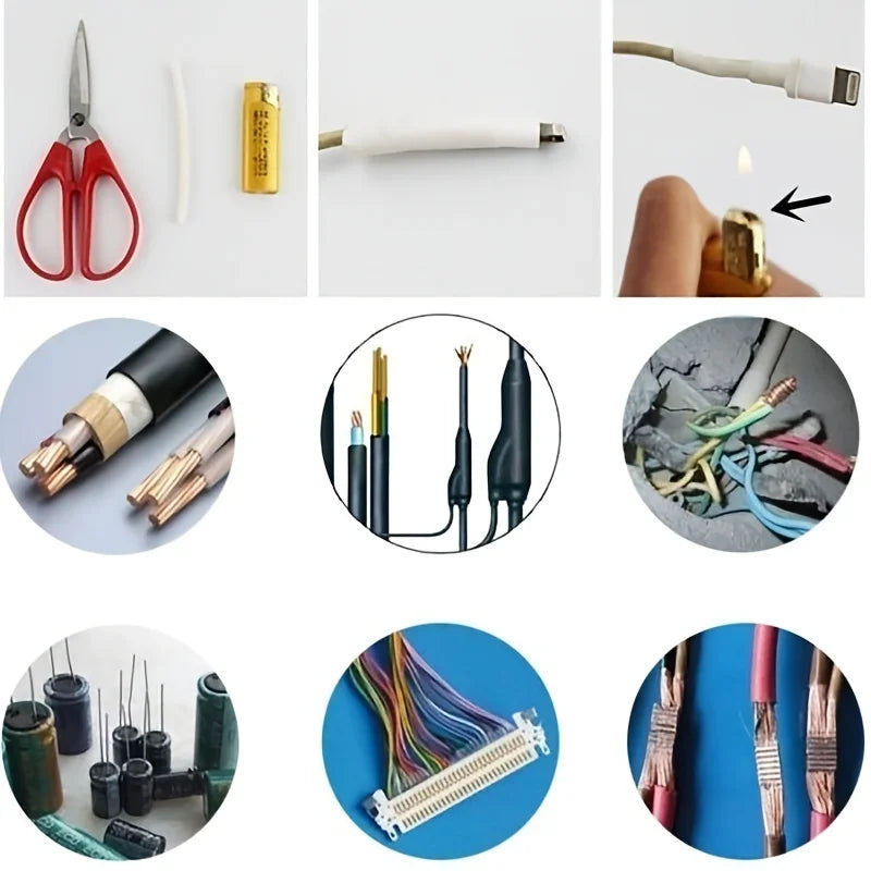 Kit de 127 gaines thermorétractables noires et rouges 2:1, assortiment de tubes en polyoléfine, manchons de câbles de voiture, kit de fils enveloppants