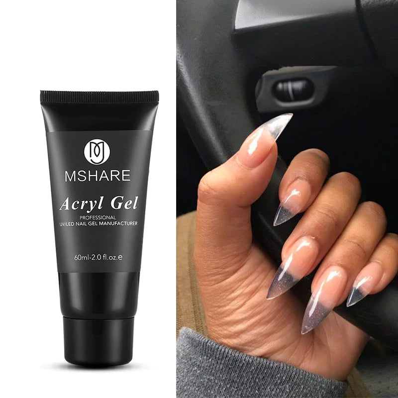 MSHARE Poly Nails Acryl Gel 60ml Builder UV Led Acrylgel Nagelverlängerungen Acryl Rosa Weiß Klar Acrylat HEMA TPO-freies Gel