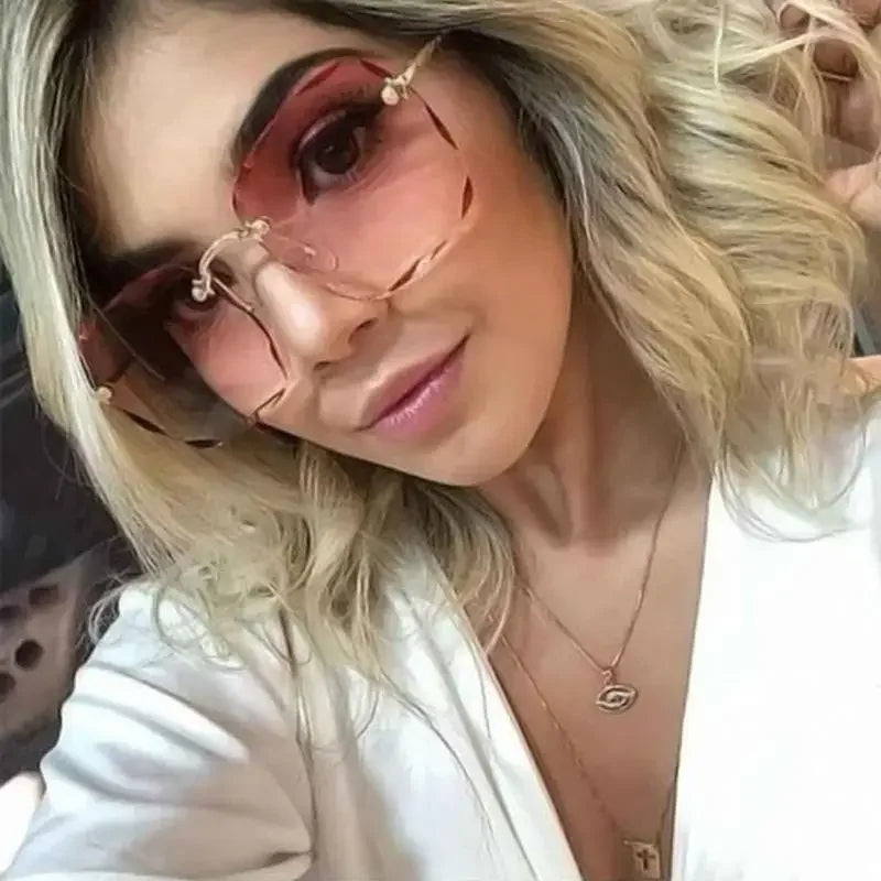 Frameless Sunglasses Y2K Gradient Fashion Korean Hip Pop Anti Ultraviolet Elegant Luxury Outdoor Travel Eyewear Women Unisex