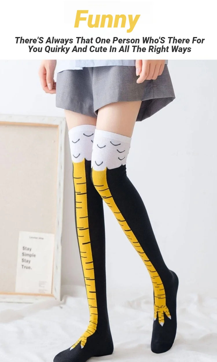 Men Funny 3D Chicken Socks Print Cartoon Cosplay High flexibility Thigh High Sock Fashion Thin Toe Feet