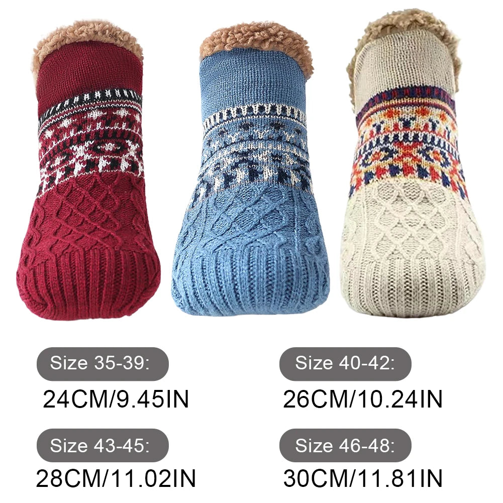 Herren Damen Winter Indoor Hausschuhe Socken Rutschfeste Dicke Thermosocken Warme Thermosocken Weich für Weihnachten