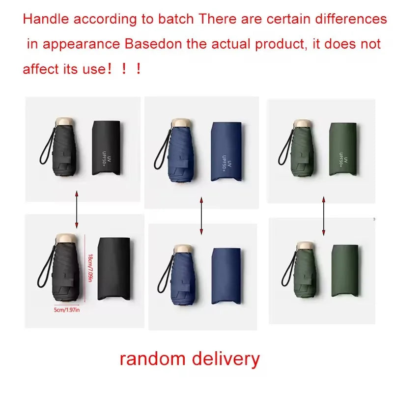Low Price Promotion Mini Sun Umbrella Pocket Rain Umbrella Vinyl Folding UV Ultraviolet Protection Sun Shade Pocket Parasol
