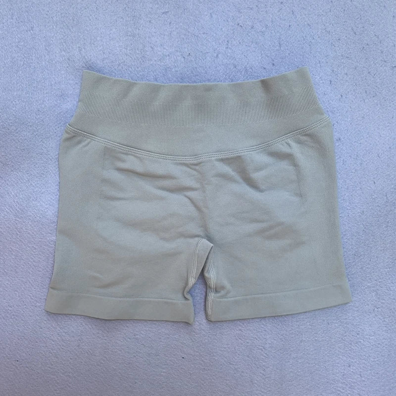 Gym Shorts Women Fitness Sports Biker Shorts 4.5" Low Ribbed Band Yoga Shorts Workout Scrunch Butt Seamless Leggings