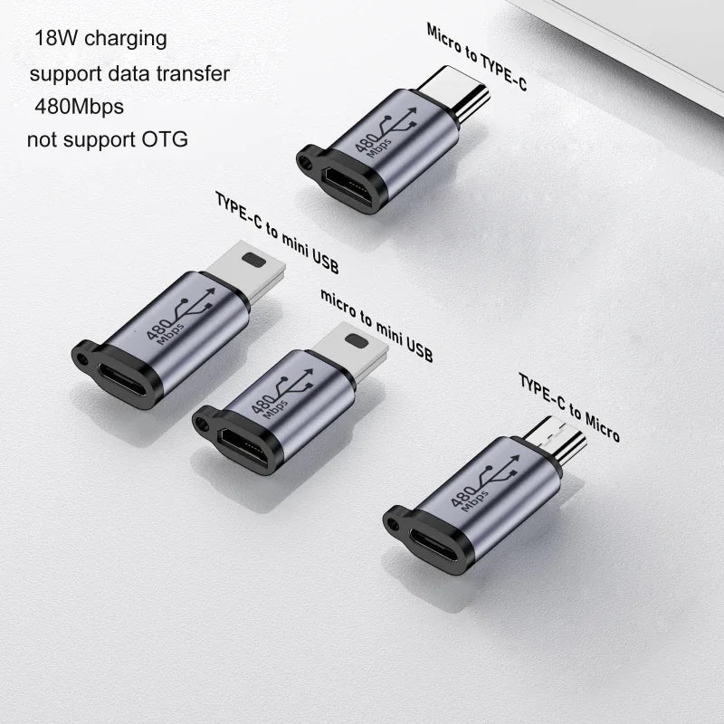VIKEFON Type C Female to Micro USB/Type Female to Mini USB/Micro USB Female to Type C/Micro USB Female to Mini USB Plug Adapter
