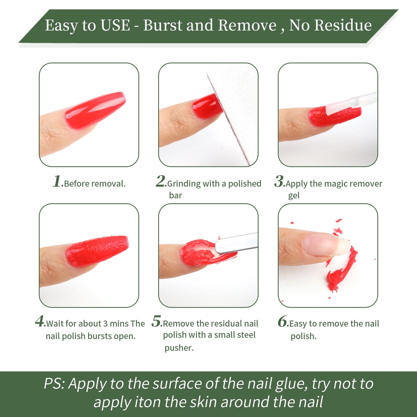 Misscheering 15ml Magic Fast Nail Gel Polish Remover Clean UV Soak Off Semi Permanent Varnish Nail Art Removal Tools Manicure