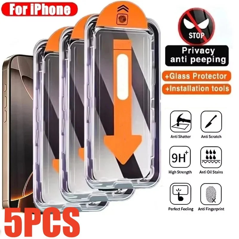 5PCS Anti-Peeping Tempered Glass For iPhone 17 16 15 13 12 11 Pro Max 17Air XR XS MAX Privacy Screen Protector Film - Shoppiline