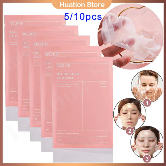 5/10pcs Bio Collagen Face Mask Shrink Pores Deep Hydrating Overnight Mask Moisturizing Refreshing Face Skin Care Products