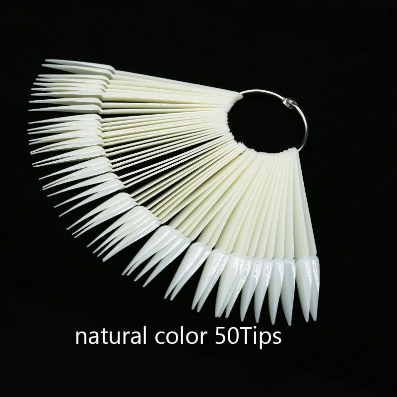 False Nail Tips fan Nature Clear Black 12/24/32/50 pcs/set Finger Full Card Nail Art Display Practice Polish all for Manicure