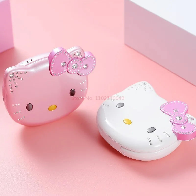 New K688 Hello Kitty Cute Mini Girl Mobile Phone With Flip Cartoon No Lock Children Dual Card Mobile Phone Kids Gift Kawaii Toys