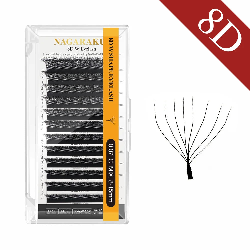 NAGARAKU Automatic Flowering W Shape Bloom 3D 4D 5D 6D 7D 8D Premade Fans Speed Eyelash Extensions Natural Soft Light Full Dense